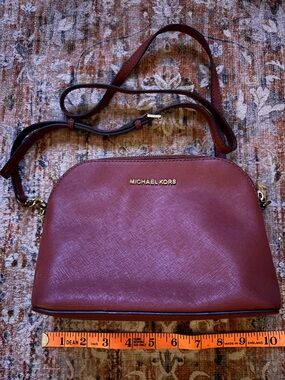 Michael Kors Wine Leather Crossbody Bag with Gold Hardware